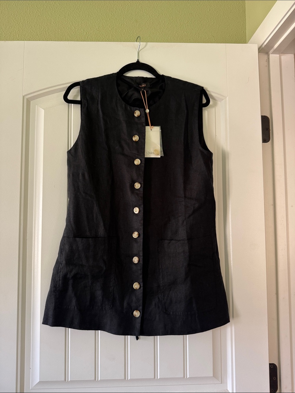 Quince Black Sleeveless Button-Front Tunic